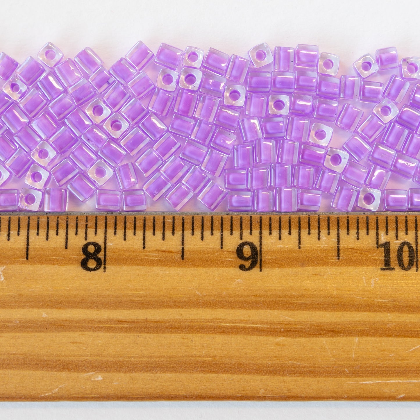4mm Miyuki Cube Beads  - Orchid Lined Crystal - 20 or 60 grams