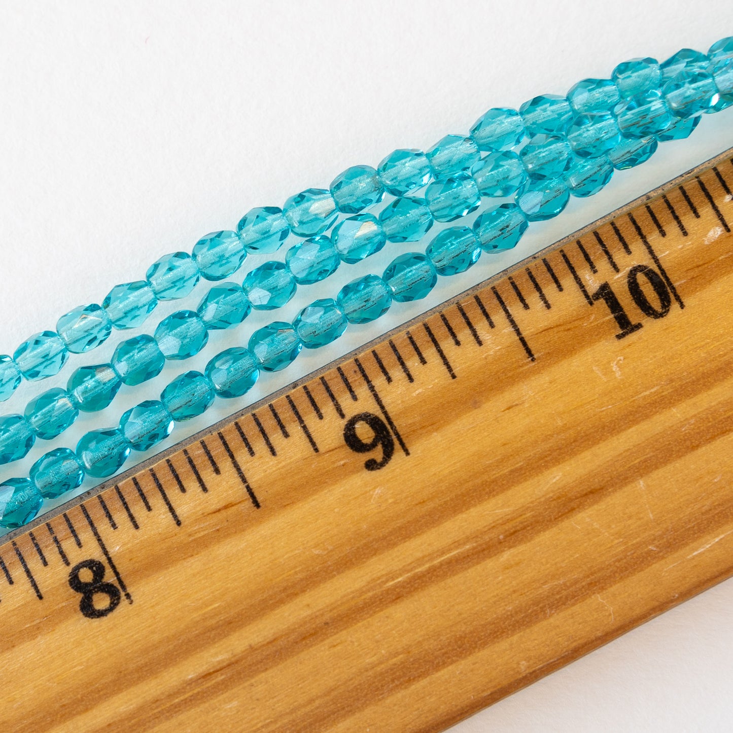 4mm Round Firepolished Beads - Aquamarine - 58 Beads