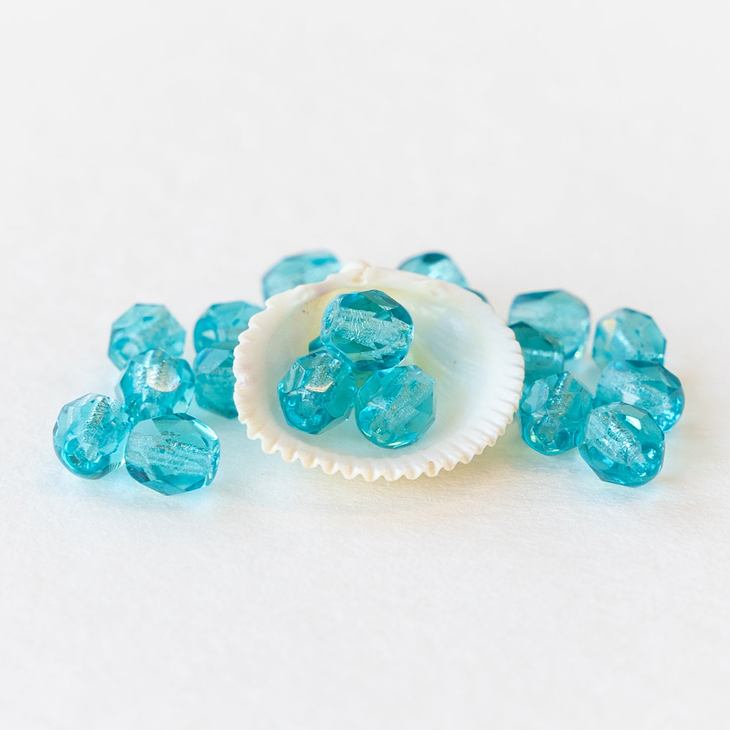 4mm Round Firepolished Beads - Aquamarine - 58 Beads