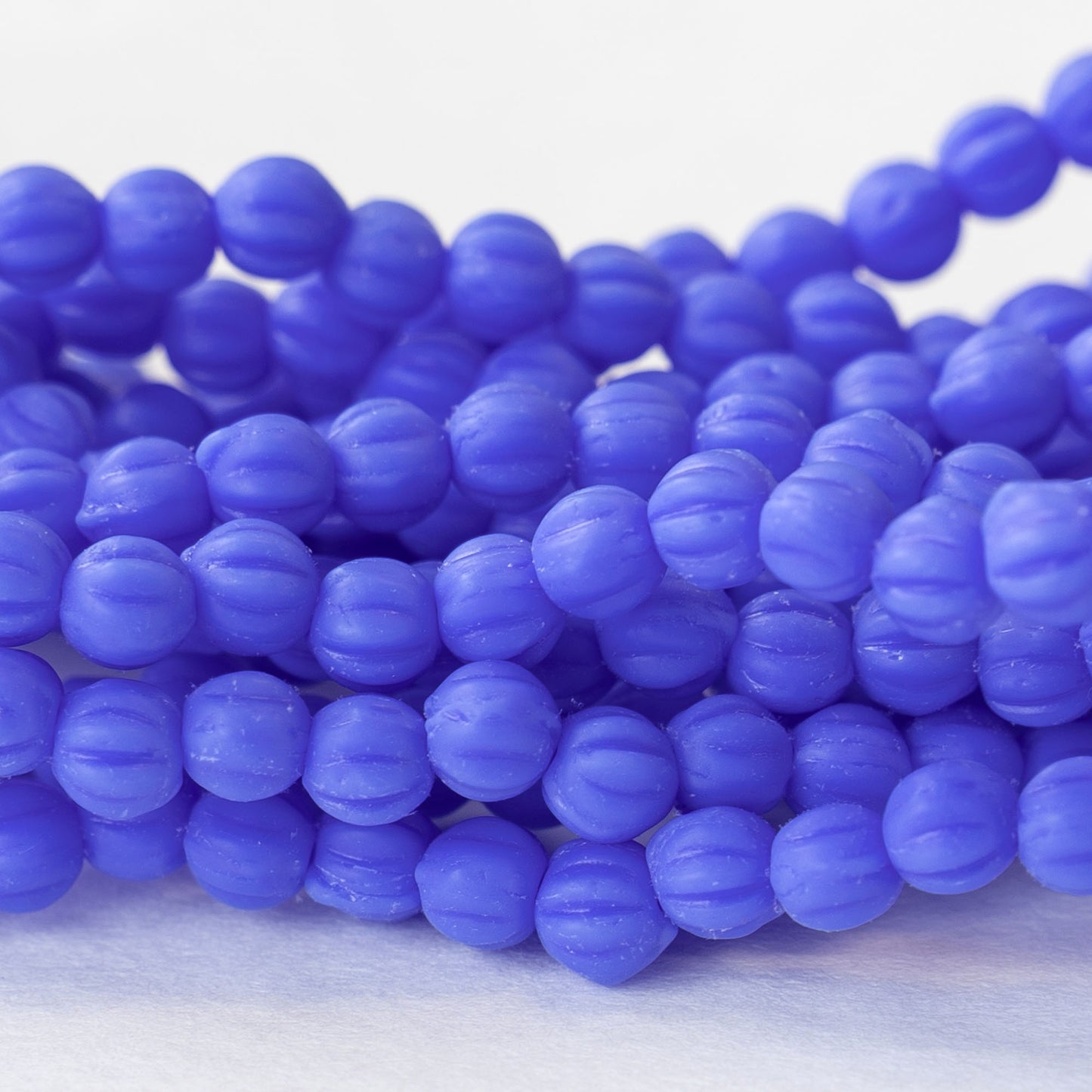 4mm Melon Beads - Opaque Periwinkle Blue - 58 Beads
