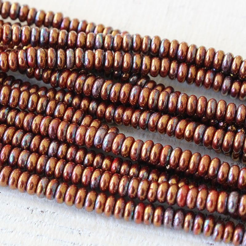 4mm Rondelle Beads - Copper Iris - 100 Beads