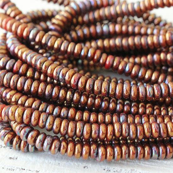 4mm Rondelle Beads - Copper Iris - 100 Beads