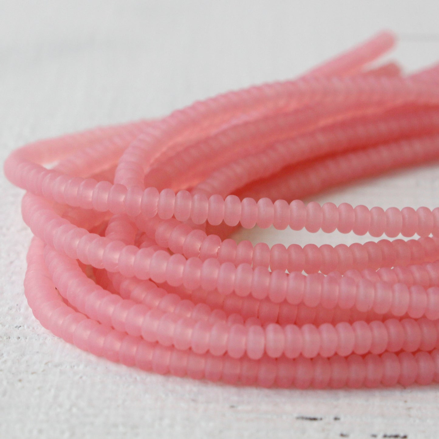 3mm Rondelle Beads - Sweet Pink Matte - 100 beads