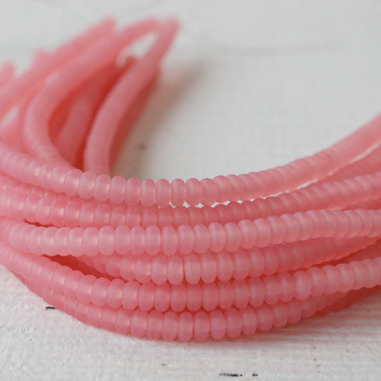 3mm Rondelle Beads - Sweet Pink Matte - 100 beads