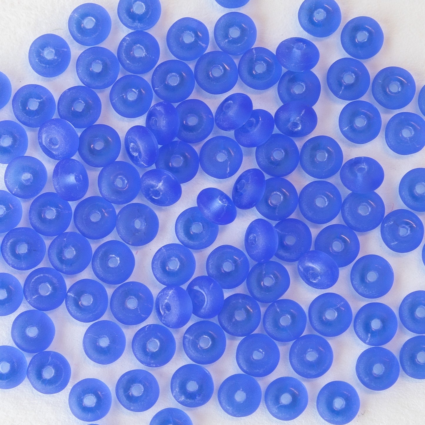 Load image into Gallery viewer, 4mm Rondelle Beads - Sapphire Blue Matte - 100 Beads
