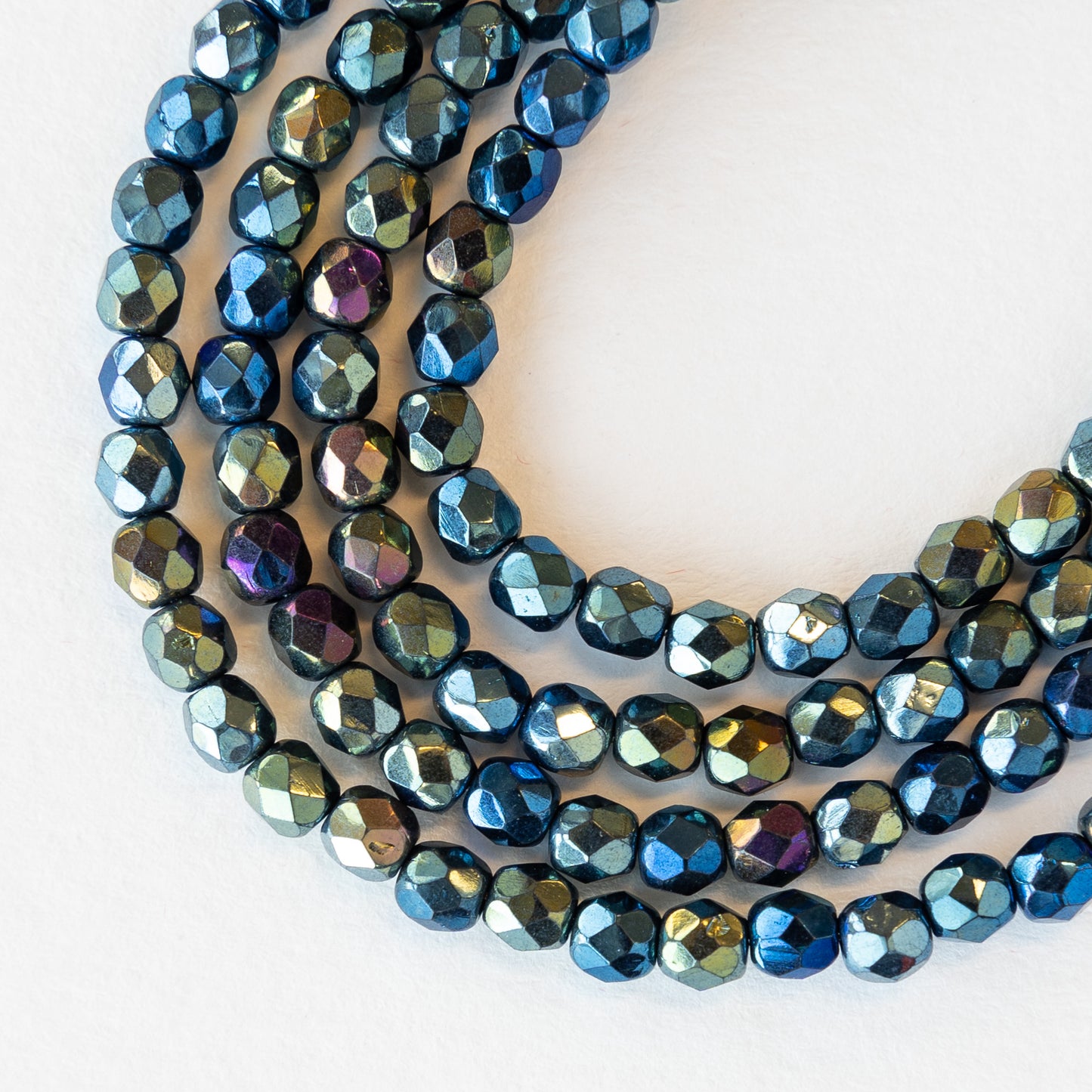 4mm Round Firepolished Beads - Blue Iris - 50 beads