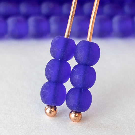 Load image into Gallery viewer, 5mm Frosted Glass Round Beads - Cobalt Blue - 100 beads
