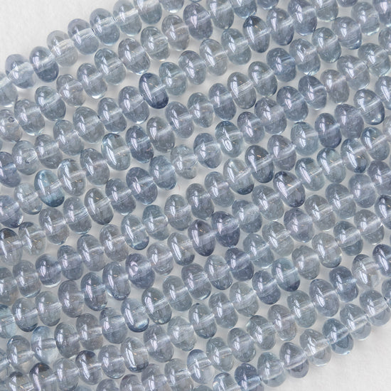 6mm Rondelle Nugget Beads - Light Blue Luster - 50 Beads