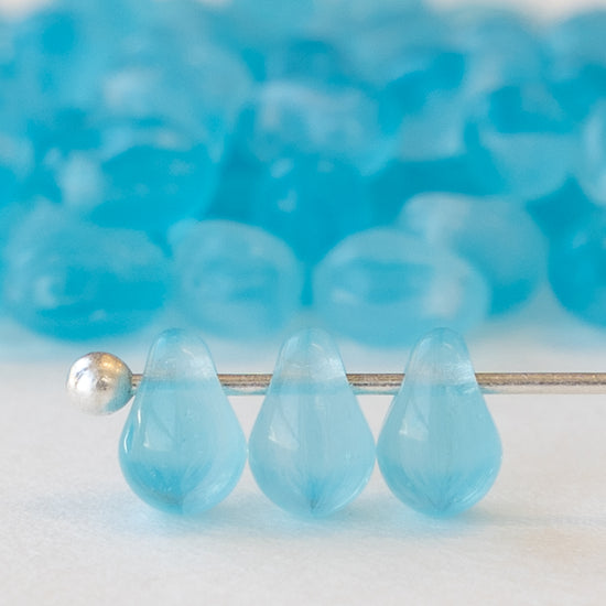 4x6mm Glass Teardrops - Opaline Light Aqua - 120 Beads
