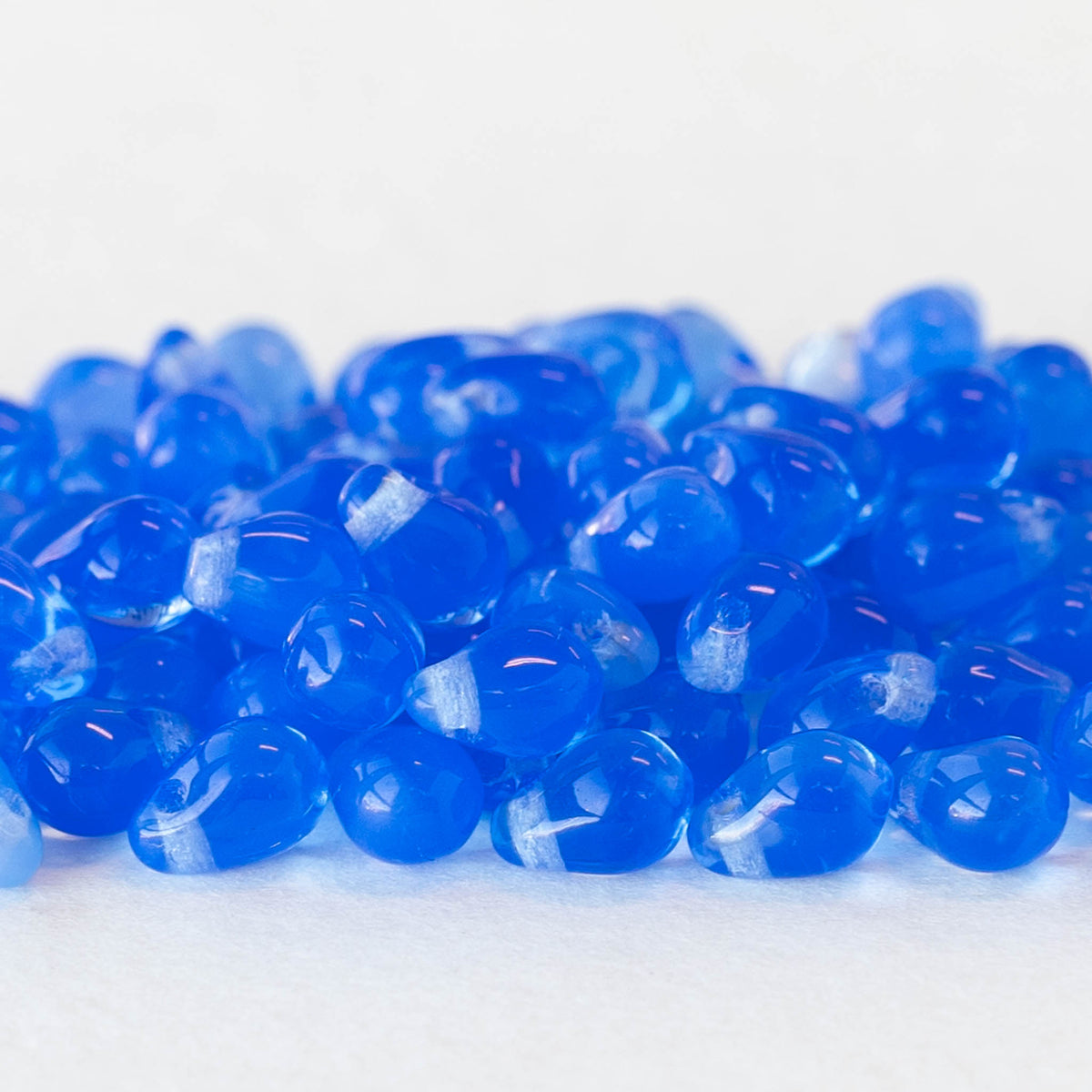 4x6mm Glass Teardrop Beads Opaline Blue Czech Glass Beads Funkyprettybeads 2513