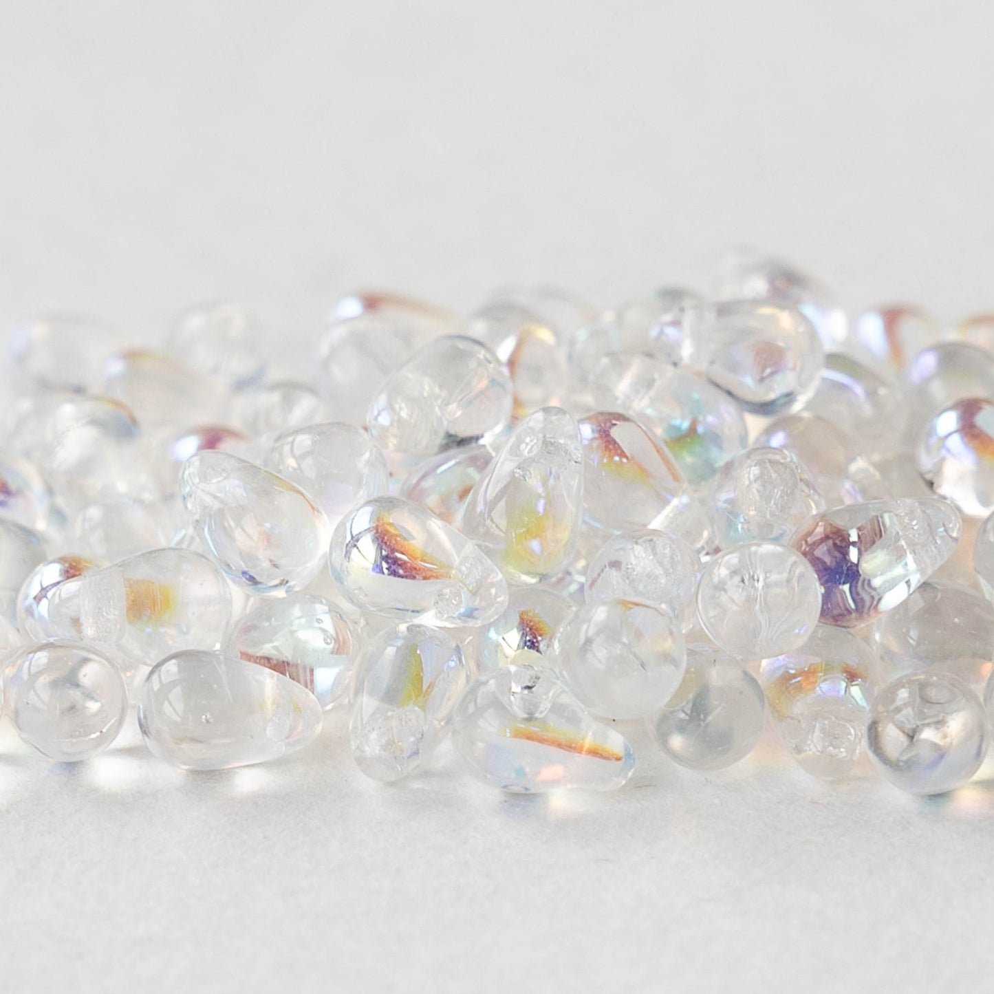 4x6mm Glass Teardrop Beads - Crystal AB - 100 Beads