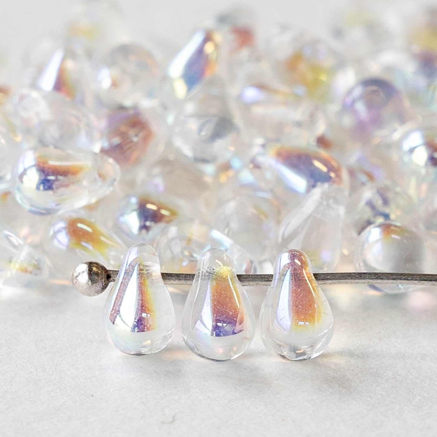 4x6mm Glass Teardrop Beads Crystal AB 100 Beads