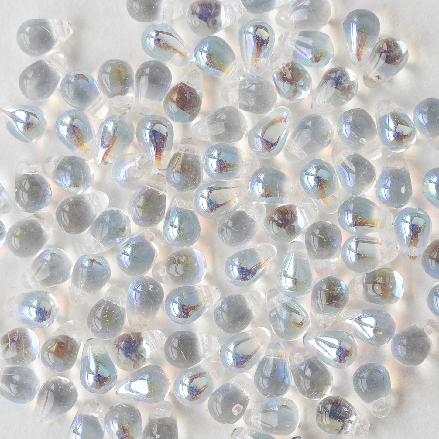 Load image into Gallery viewer, 4x6mm Glass Teardrop Beads - Crystal AB - 100 Beads
