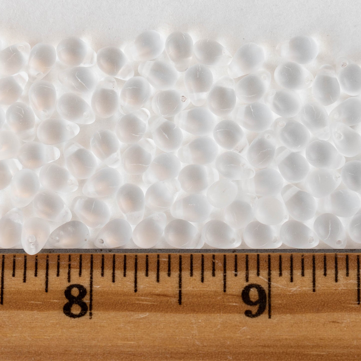 4x6mm Glass Teardrop Beads - Crystal Matte - 100 Beads