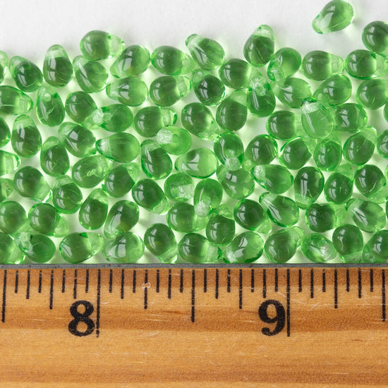 Load image into Gallery viewer, 4x6mm Glass Teardrop Beads - Light Green - 100 Beads
