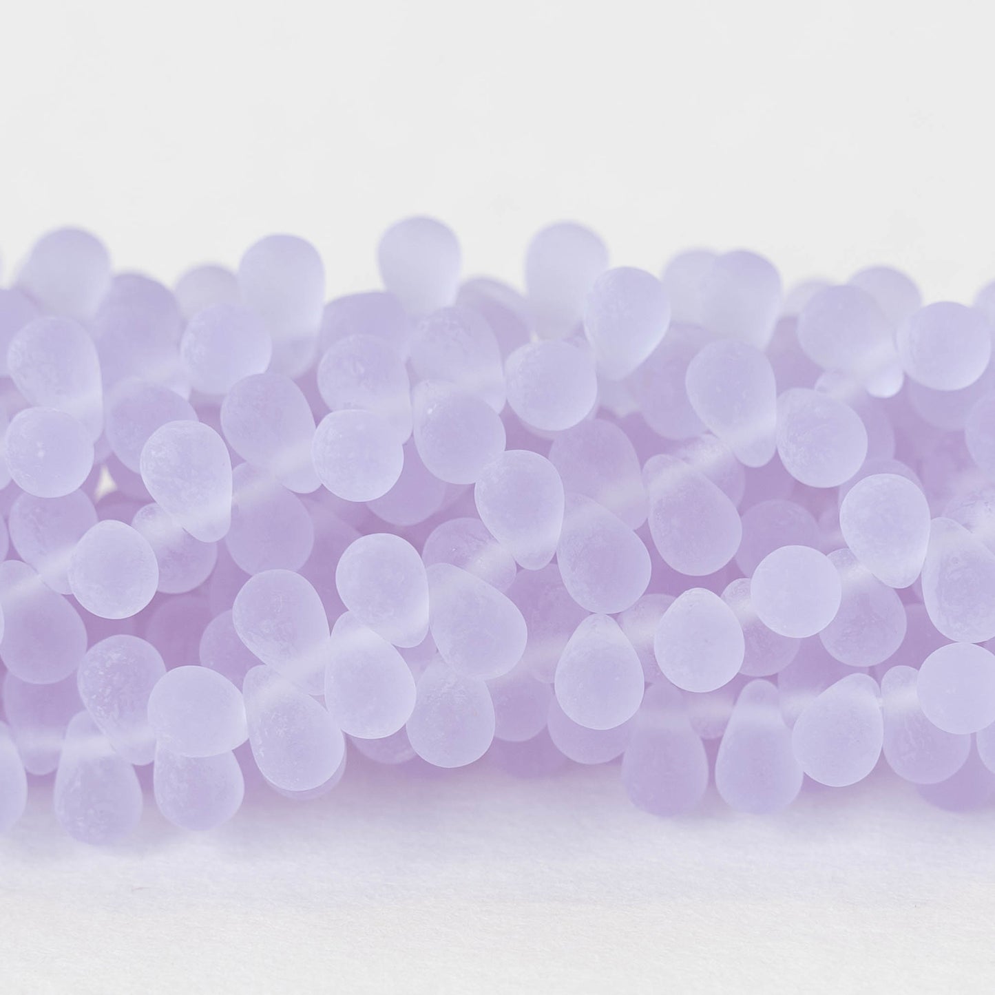 4x6mm Glass Teardrop Beads - Lilac Purple Matte - 100 Beads