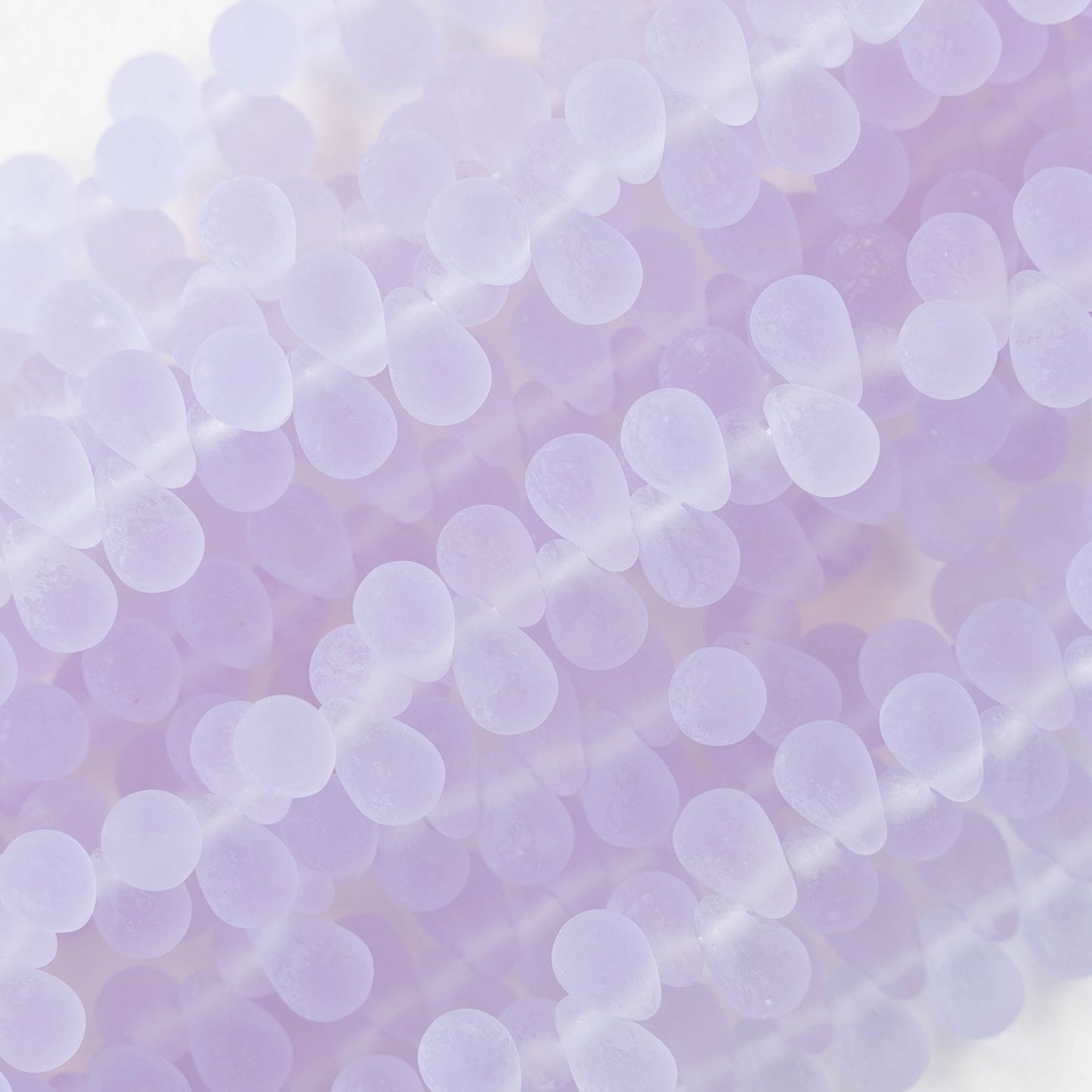 4x6mm Glass Teardrop Beads - Lilac Purple Matte - 100 Beads