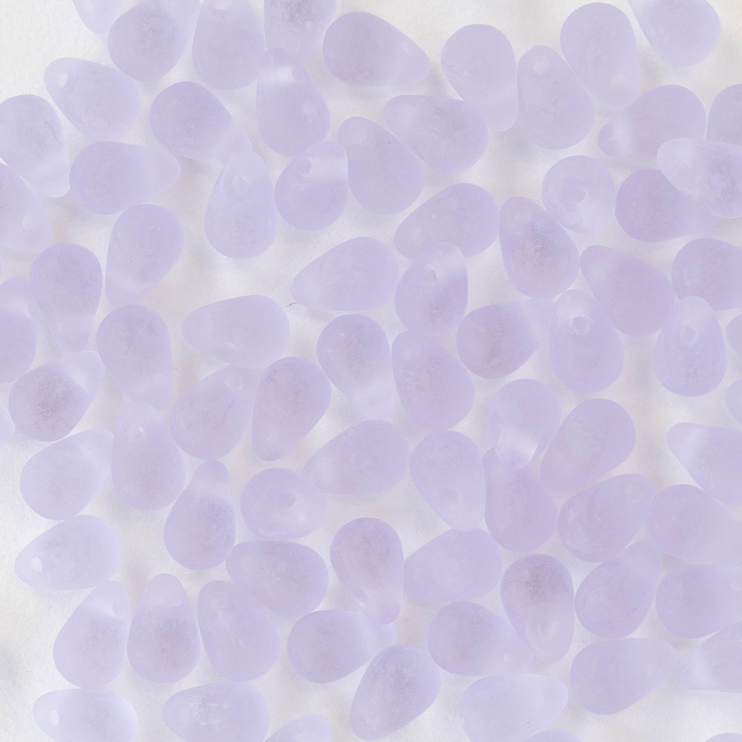 4x6mm Glass Teardrop Beads - Lilac Purple Matte - 100 Beads