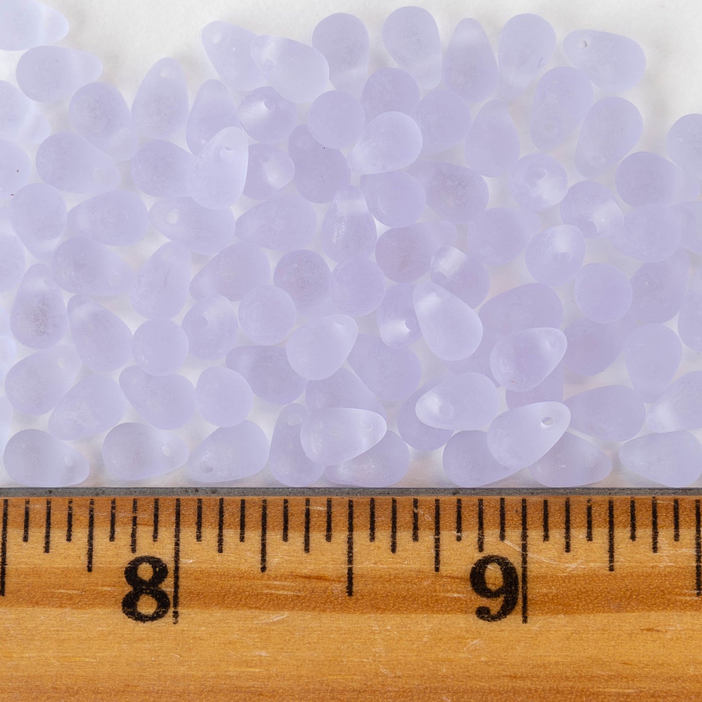 4x6mm Glass Teardrop Beads - Lilac Purple Matte - 100 Beads