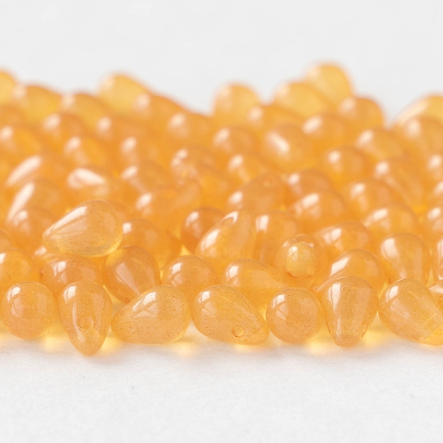 4x6mm Glass Teardrop Beads - Opaline Orange Tangerine - 100 Beads