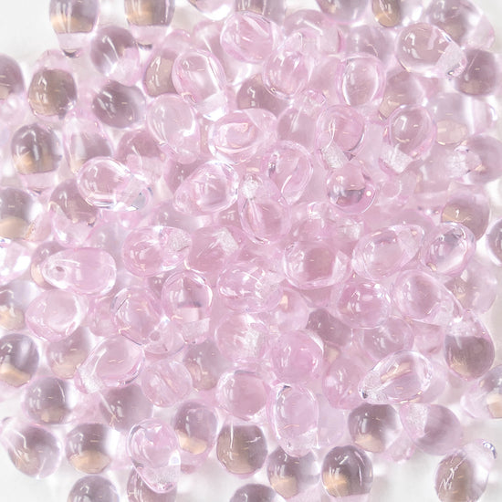 4x6mm Glass Teardrop Beads - Light Pink - 50 Beads