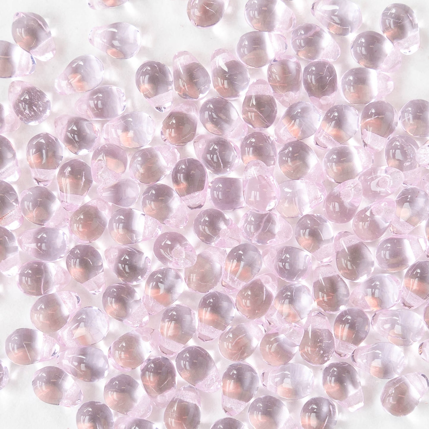 4x6mm Glass Teardrop Beads - Light Pink - 50 Beads