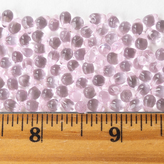 4x6mm Glass Teardrop Beads - Light Pink - 50 Beads