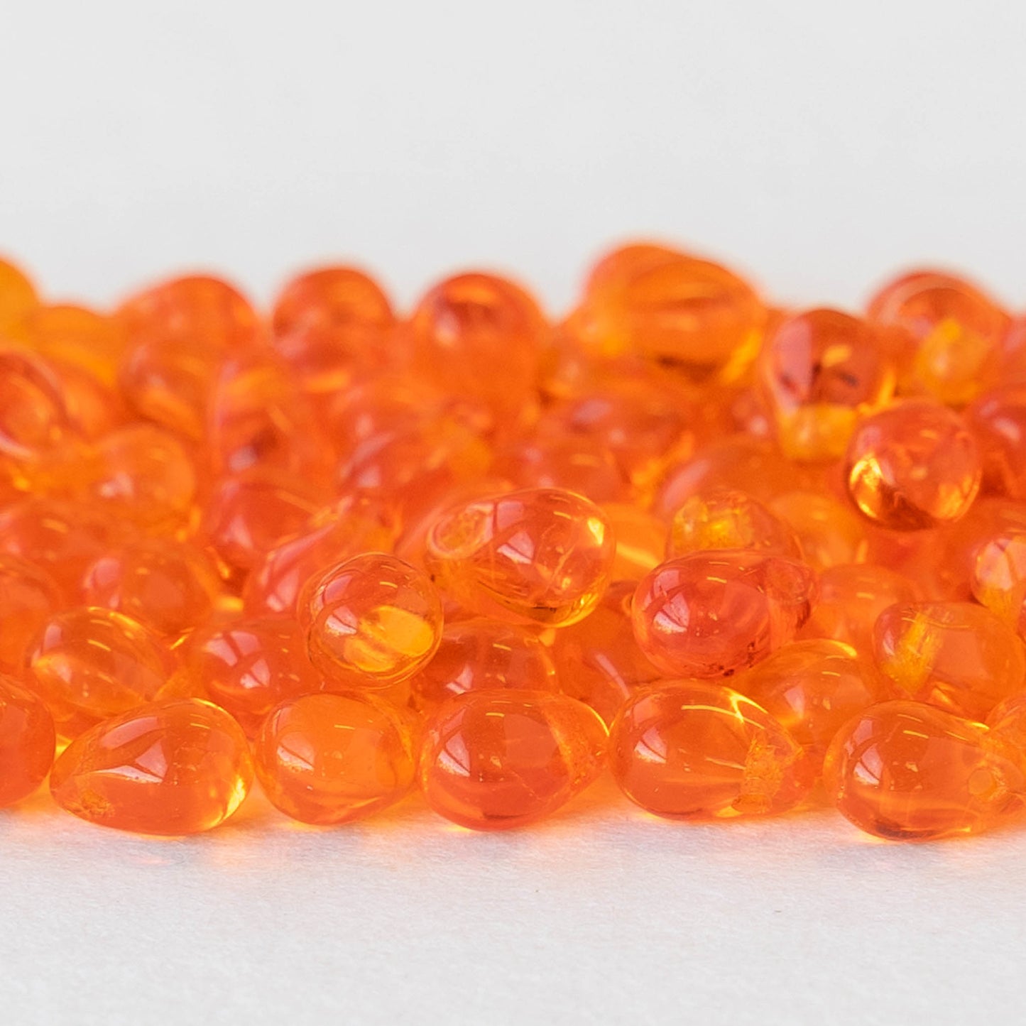 4x6mm Glass Teardrop Beads - Orange - 100 Beads