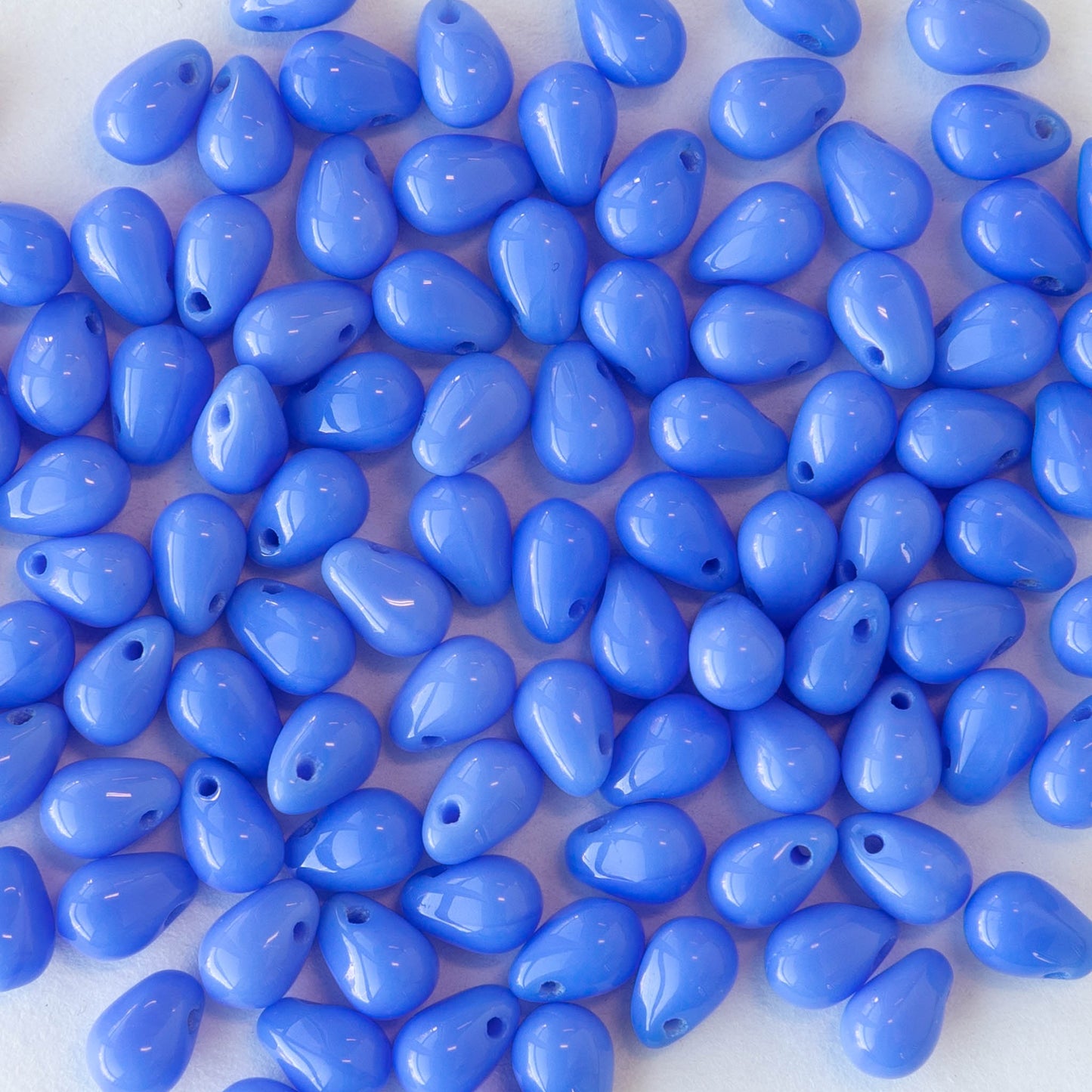 4x6mm Glass Teardrop Beads - Periwinkle Blue - 100 Beads