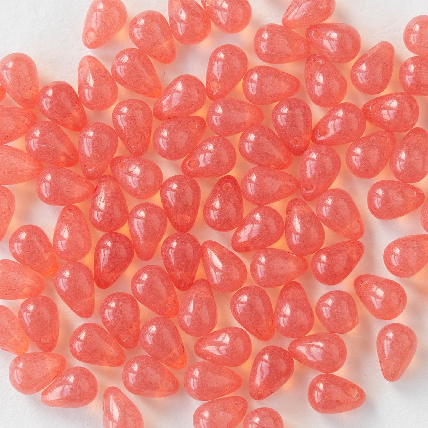 4x6mm Glass Teardrop Beads - Opaline Pink Rose - 100 Beads