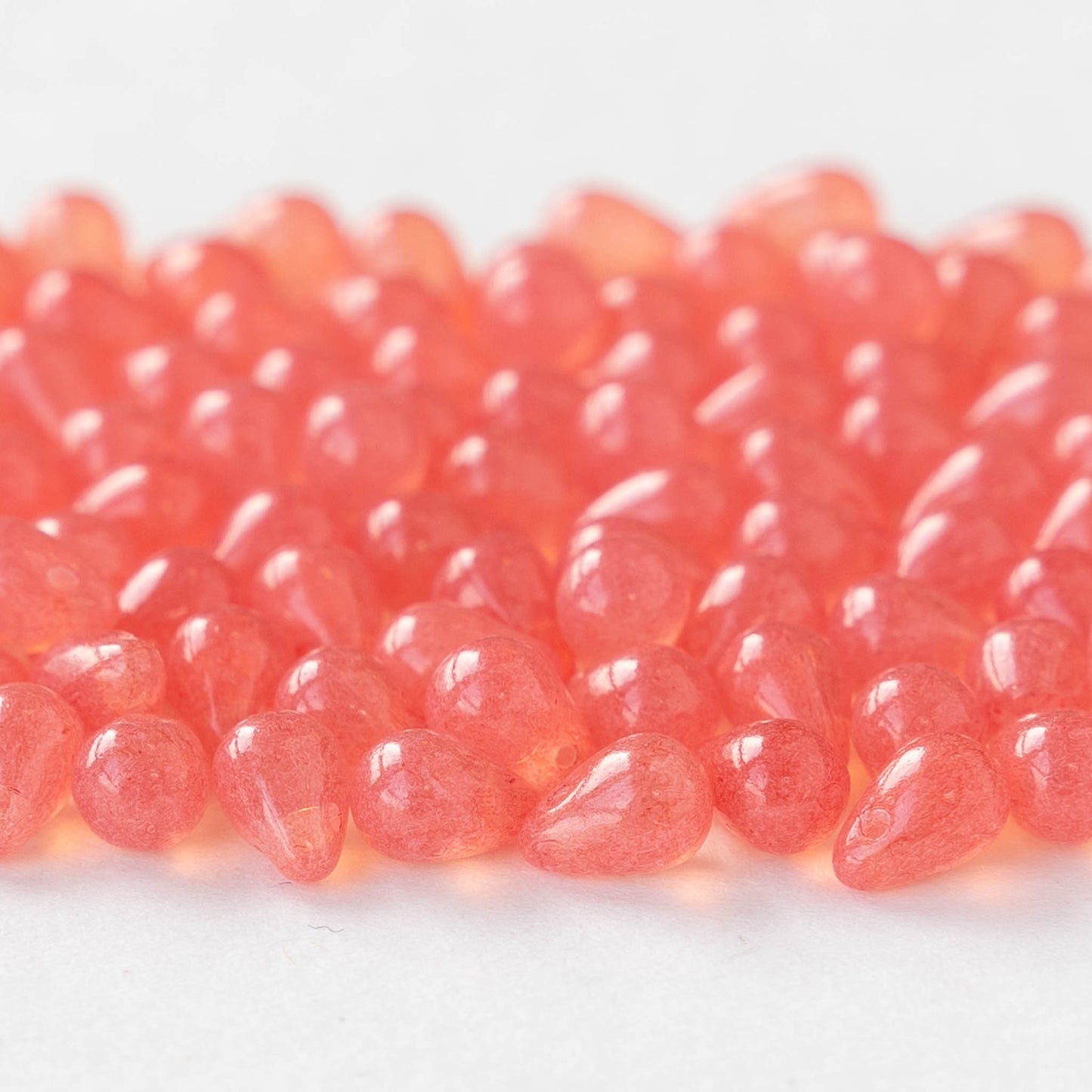 4x6mm Glass Teardrop Beads - Opaline Pink Rose - 100 Beads