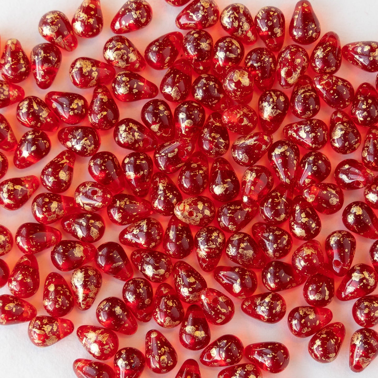 6x9mm Glass Teardrop Beads - Red - 50 Beads – funkyprettybeads