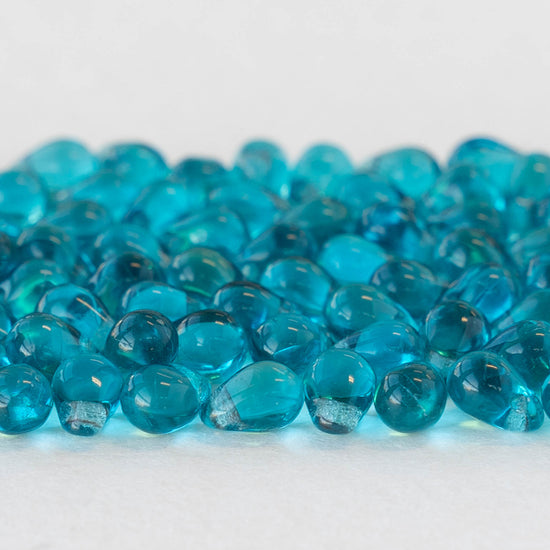 4x6mm Glass Teardrop Beads - Light Teal - 100 Beads