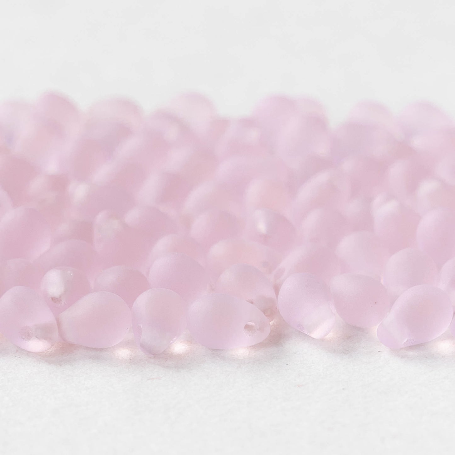 4x6mm Glass Teardrop Beads - Light Pink Matte - 50 Beads