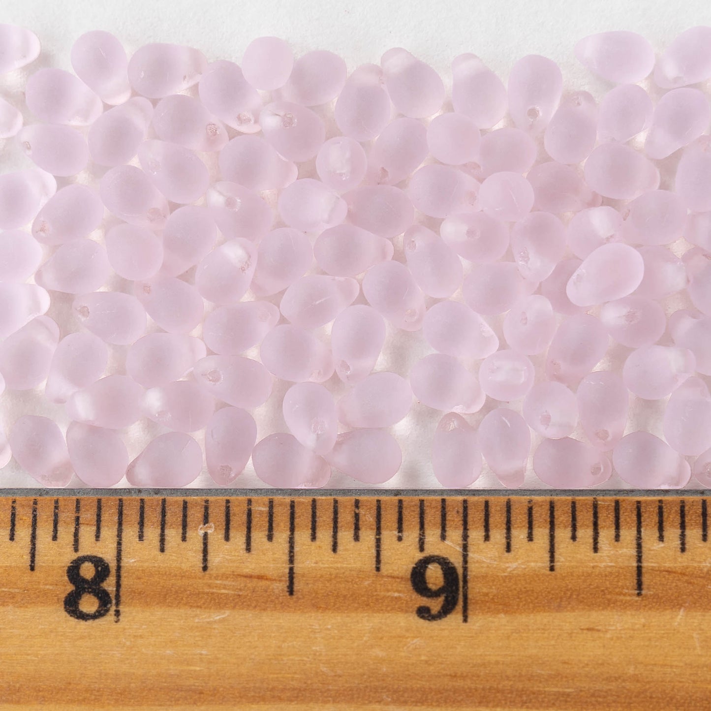 4x6mm Glass Teardrop Beads - Light Pink Matte - 50 Beads