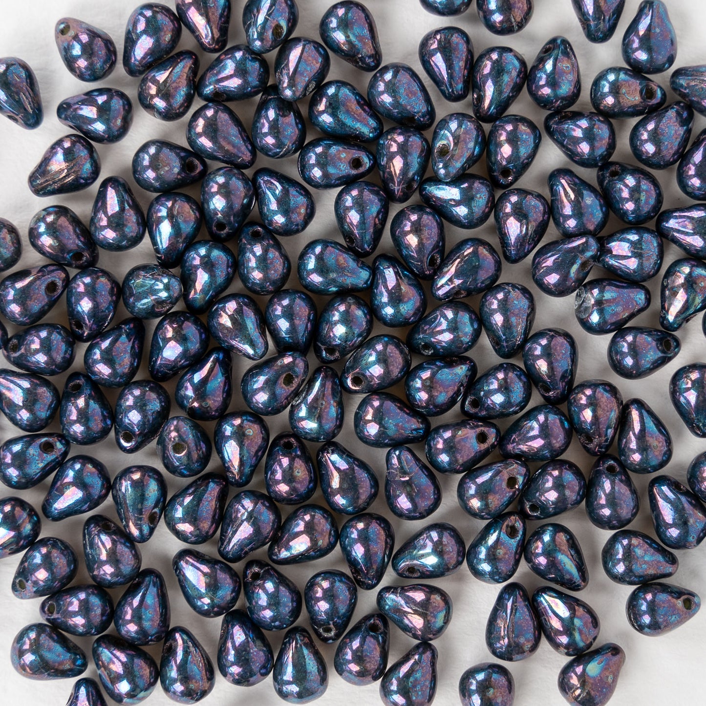 4x6mm Glass Teardrop Beads - Purple Blue Luster ~ 100 beads