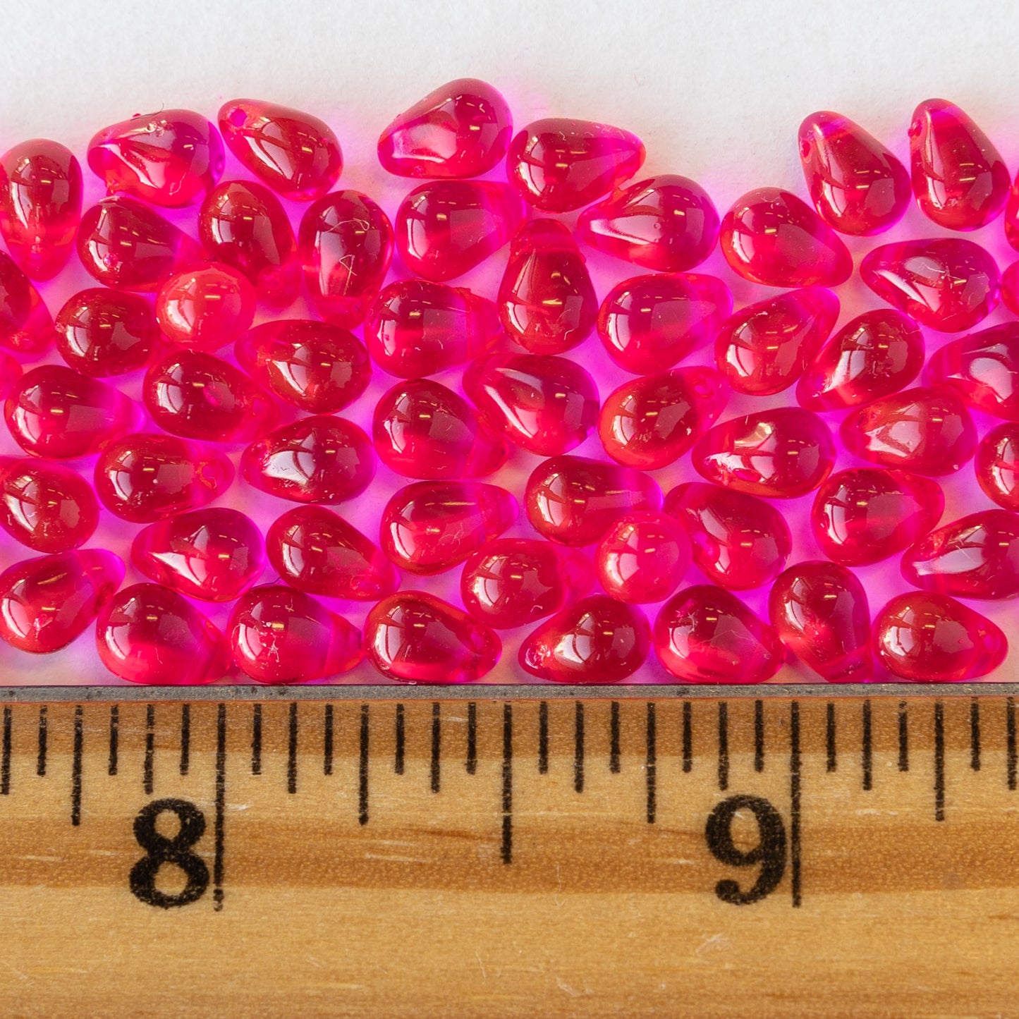 Load image into Gallery viewer, 6x4mm Glass Teardrop Beads -  Hot Pink - 80 Beads
