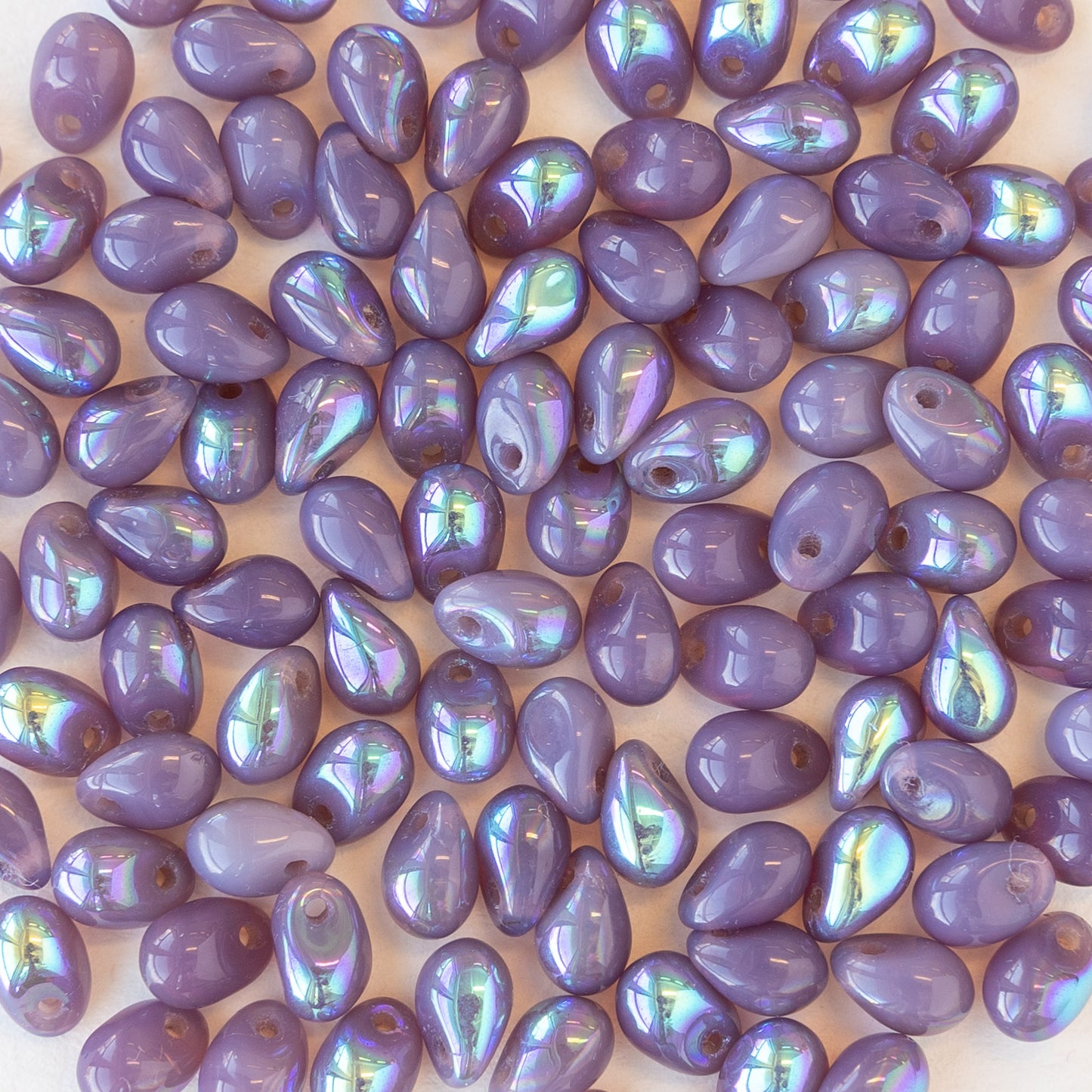 Load image into Gallery viewer, 4x6mm Glass Teardrops - Opaque Lavender AB - 100 Beads
