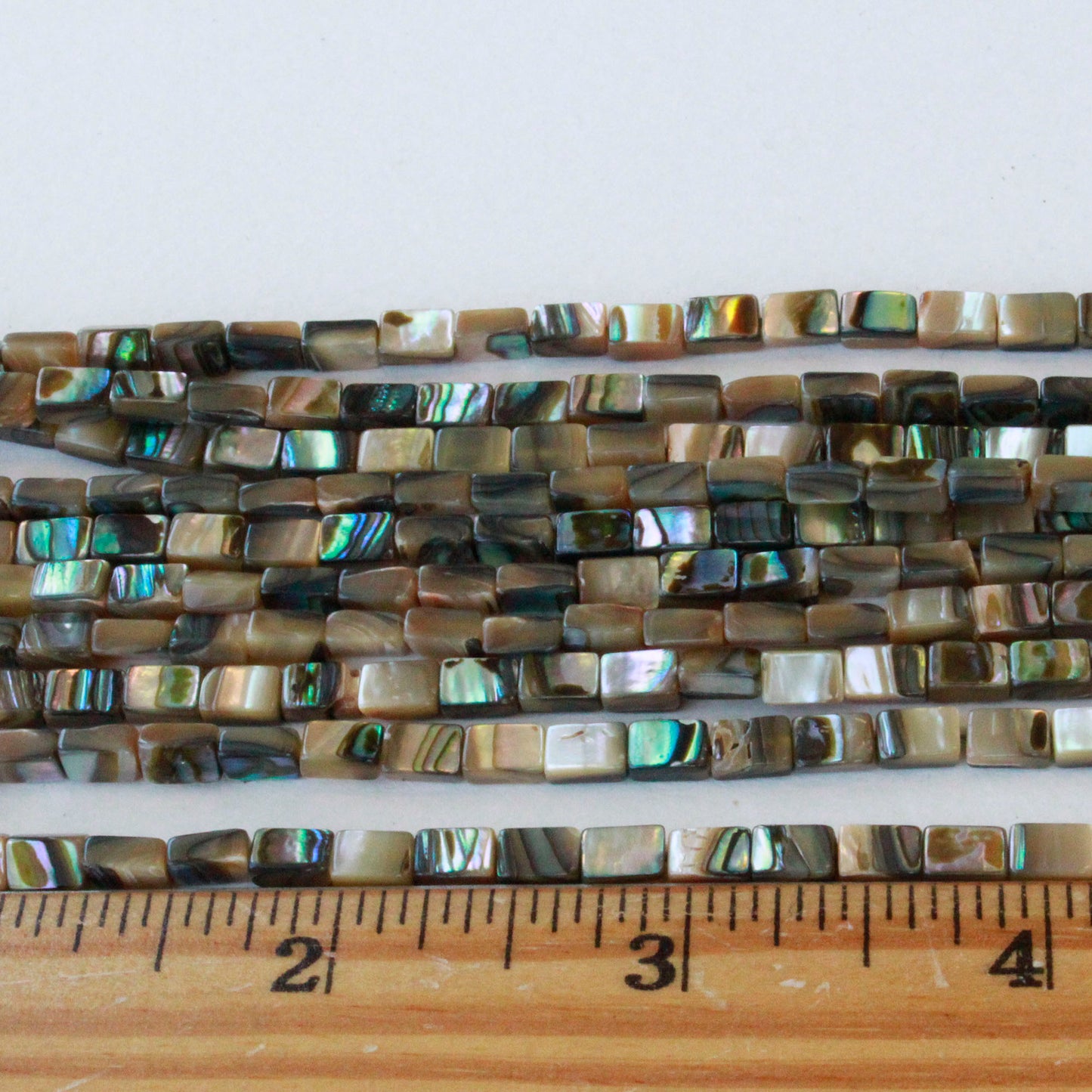 4x6mm Abalone Flat Rectangle Beads - 16 Inch Strand