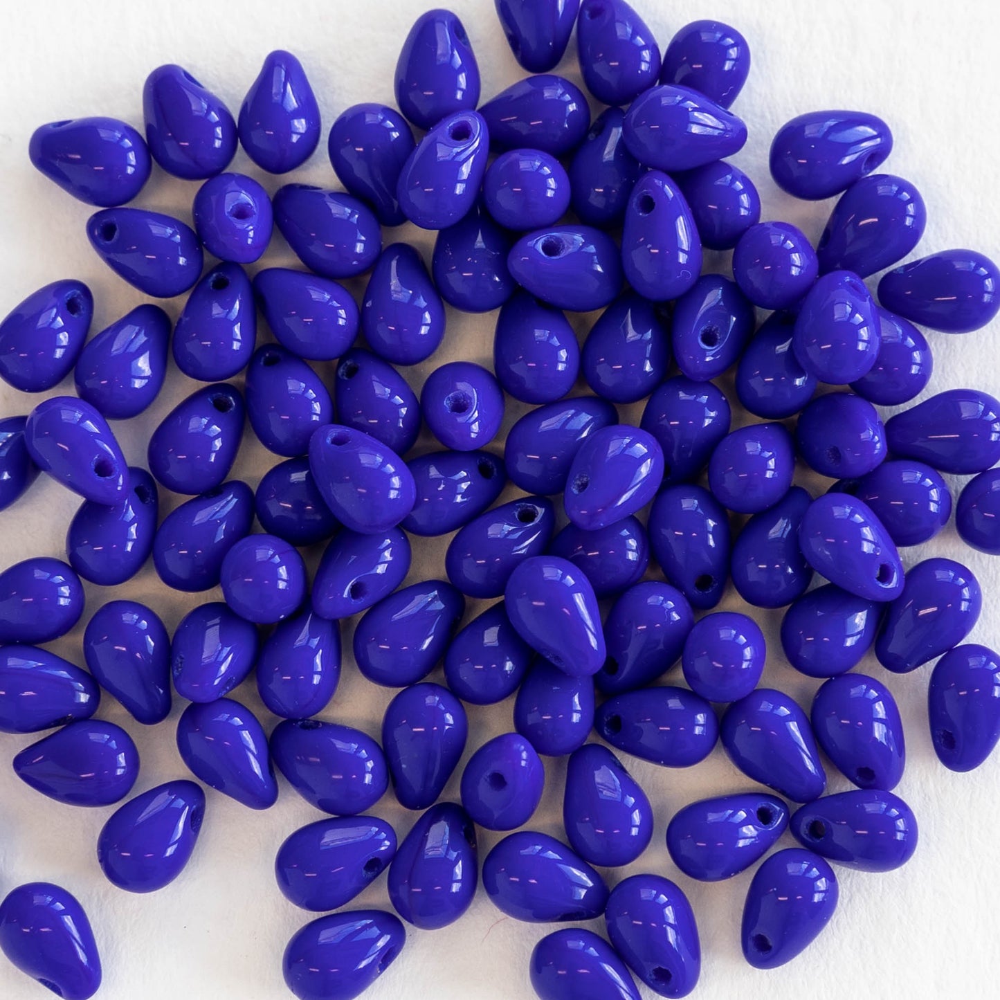 4x6mm Glass Teardrop Beads - Royal Blue - 100 Beads