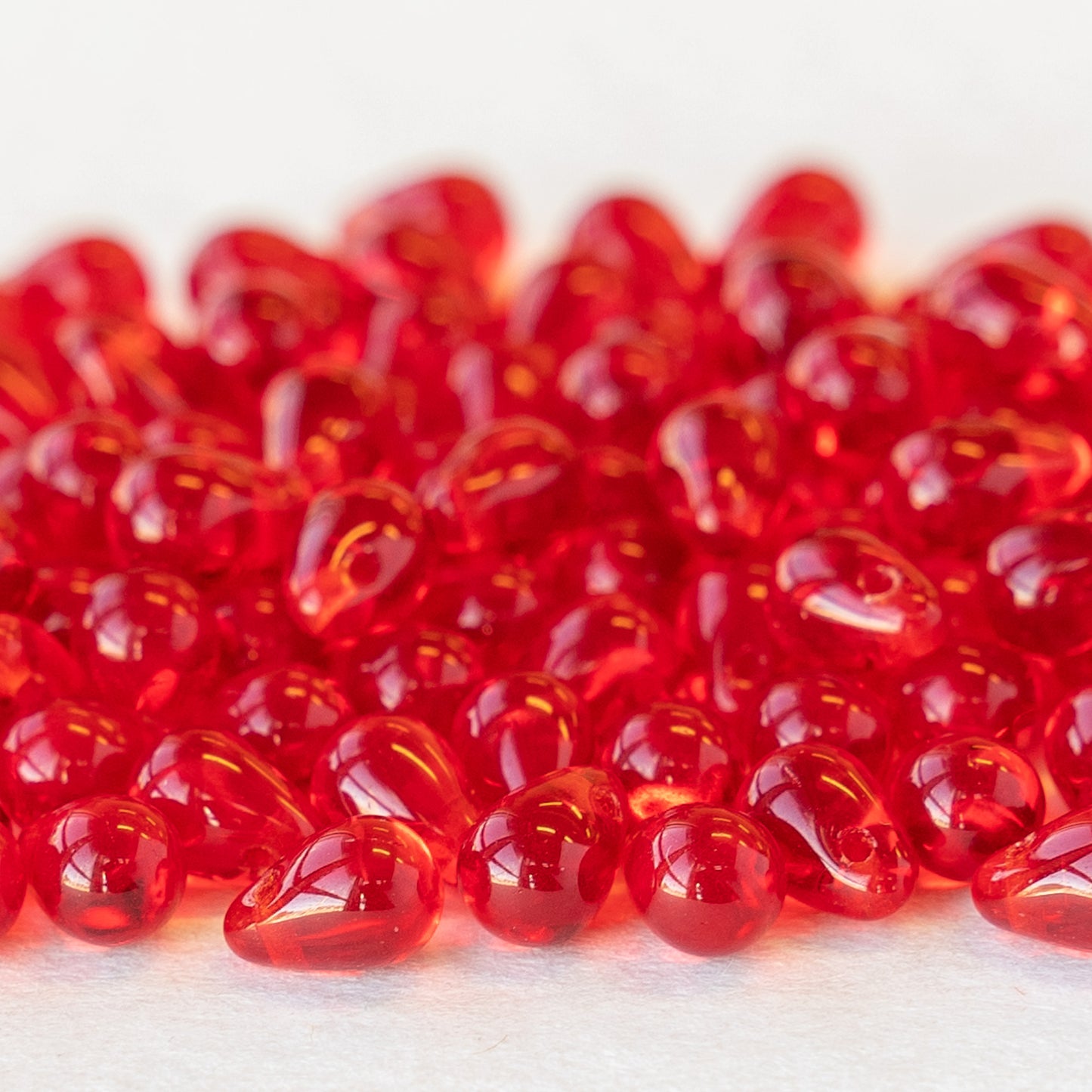 4x6mm Glass Teardrop Beads - Red - 100 Beads