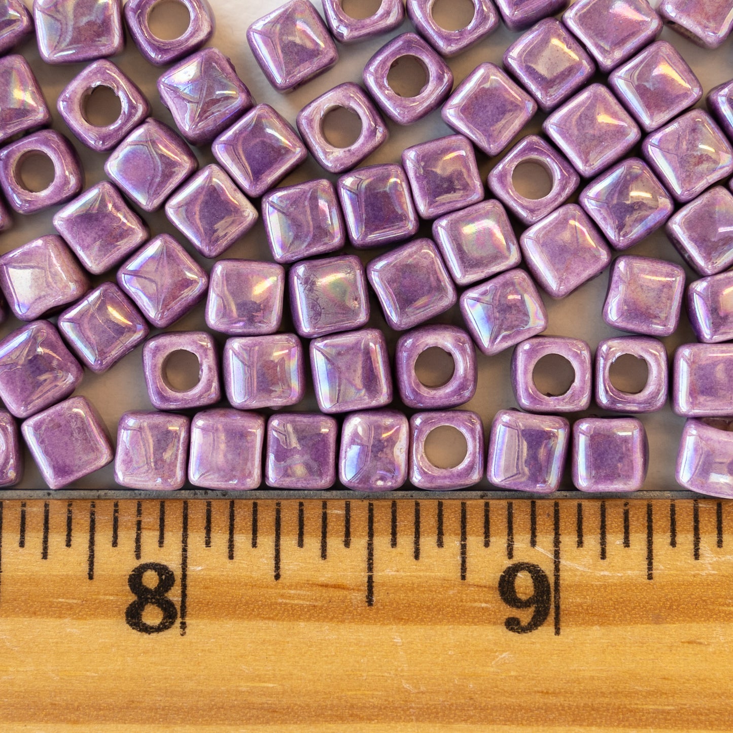 Load image into Gallery viewer, 5.5mm Shiny Cube Beads - Iridescent Purple Passion - 10 or 30 beads
