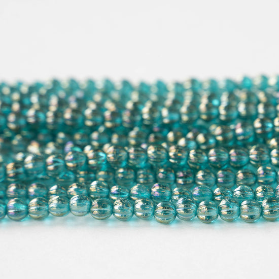 5mm Melon Bead - Aquamarine Luster - 100 Beads