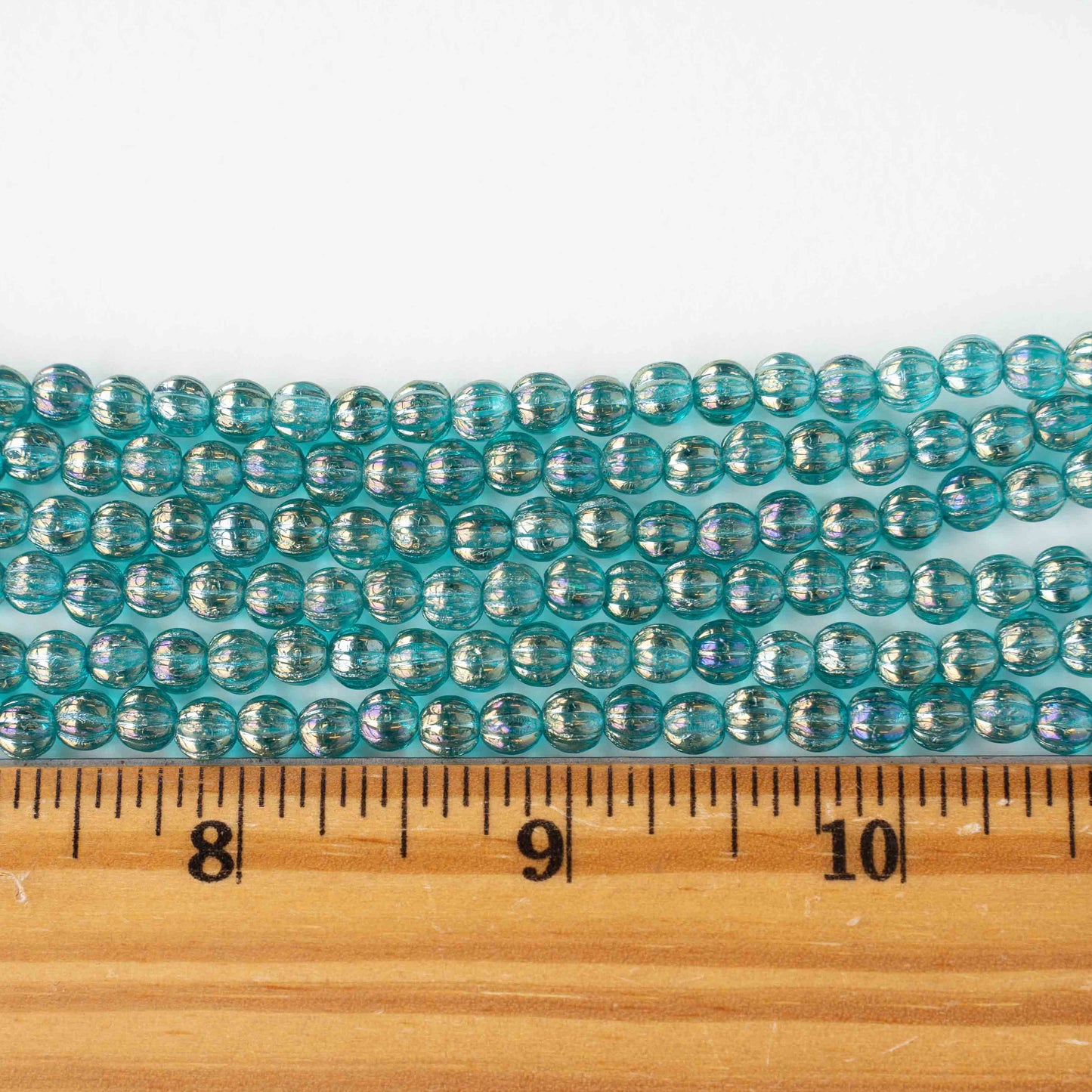Load image into Gallery viewer, 5mm Melon Bead - Aquamarine Luster - 100 Beads
