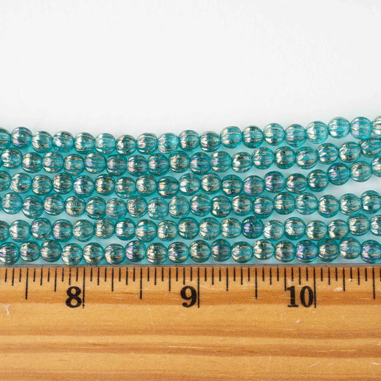 5mm Melon Bead - Aquamarine Luster - 100 Beads