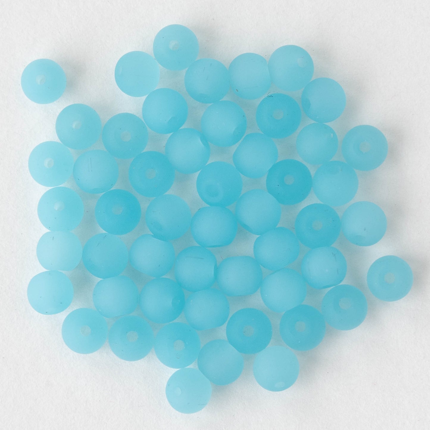 Load image into Gallery viewer, 5mm Frosted Glass Rounds - Opaque Frosted Aqua Blue  - 16 Inches
