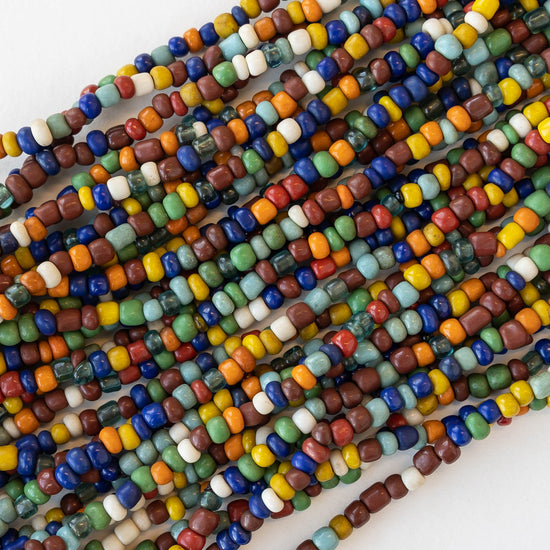 Rustic Indonesian Seed Beads - Autumn Mix - 42 inches