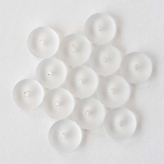 5x12mm Frosted Glass Rondelle - Crystal - 28 Beads