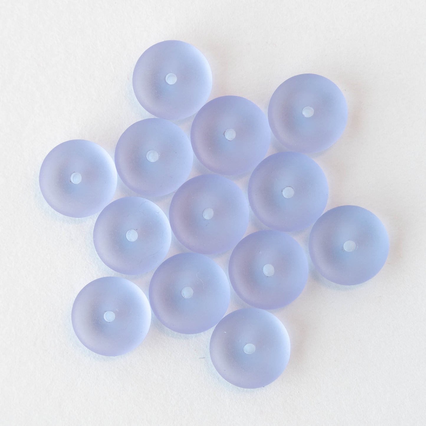 5x12mm Frosted Glass Rondelle - Lavender - 28 Beads