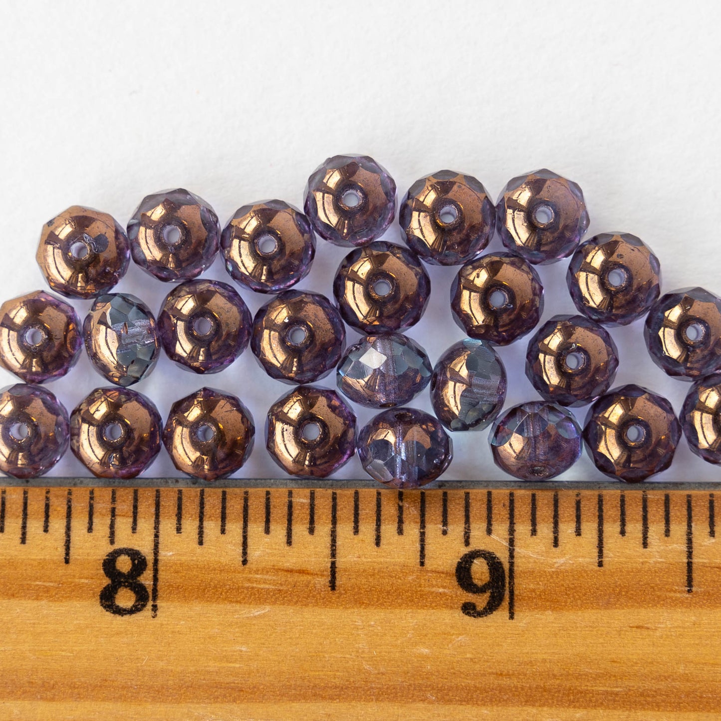 5x7mm Rondelle Beads - Light Blue with Bronze Edging  - 25 Beads